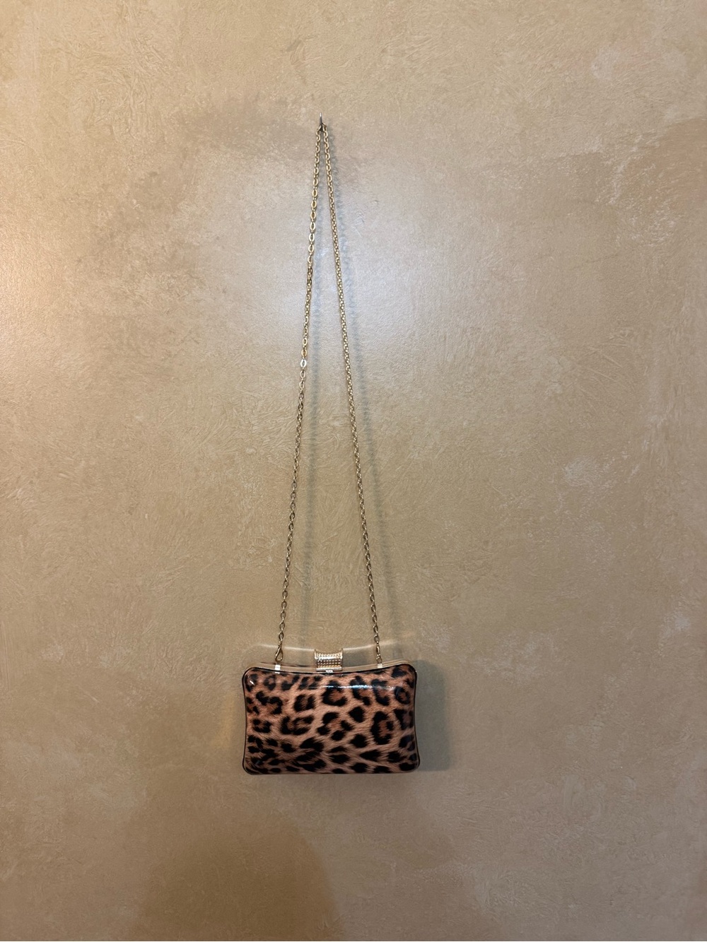 Leopard Print Crossbody Bag with Gold Chain
